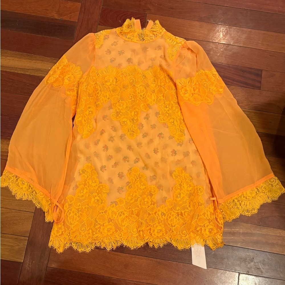 Elegant Orange Lace Dress